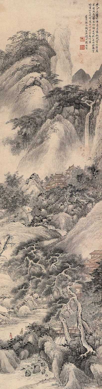 陶淇 壬戌（1862年）作 幽山雅居图 立轴